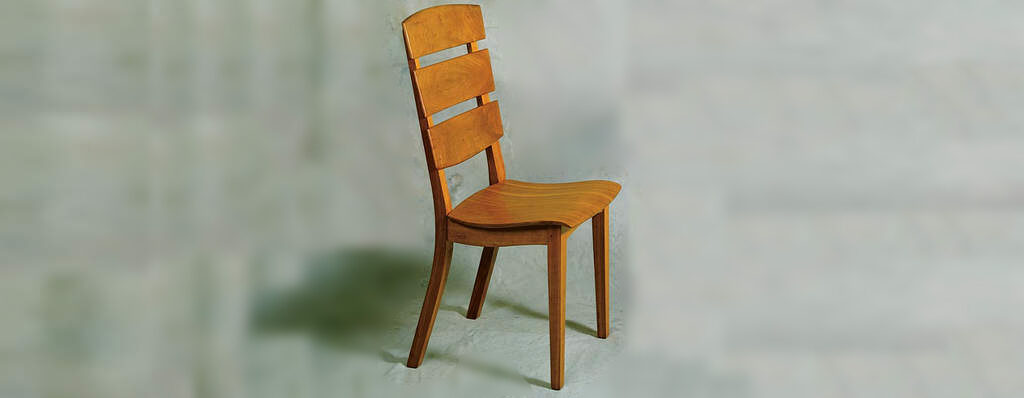 Comfy chair: shaped seat and curved back slats