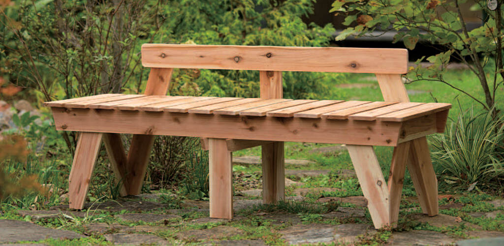 V-shaped wooden garden bench diy