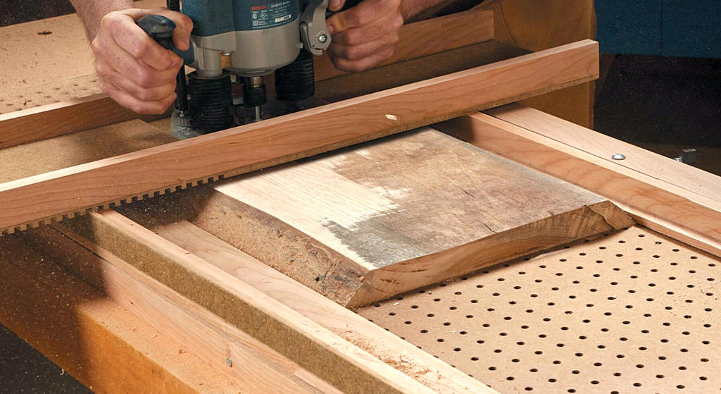 Planning Leveling material jig woodworker24