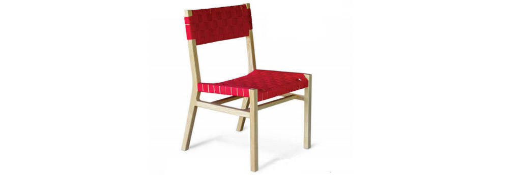 Contemporary Dining Chair: simplified geometry with a woven seat